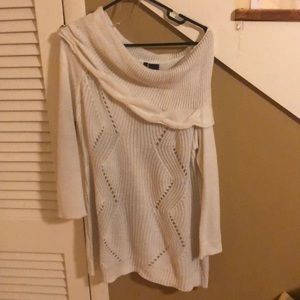 Off the shoulder white sweater